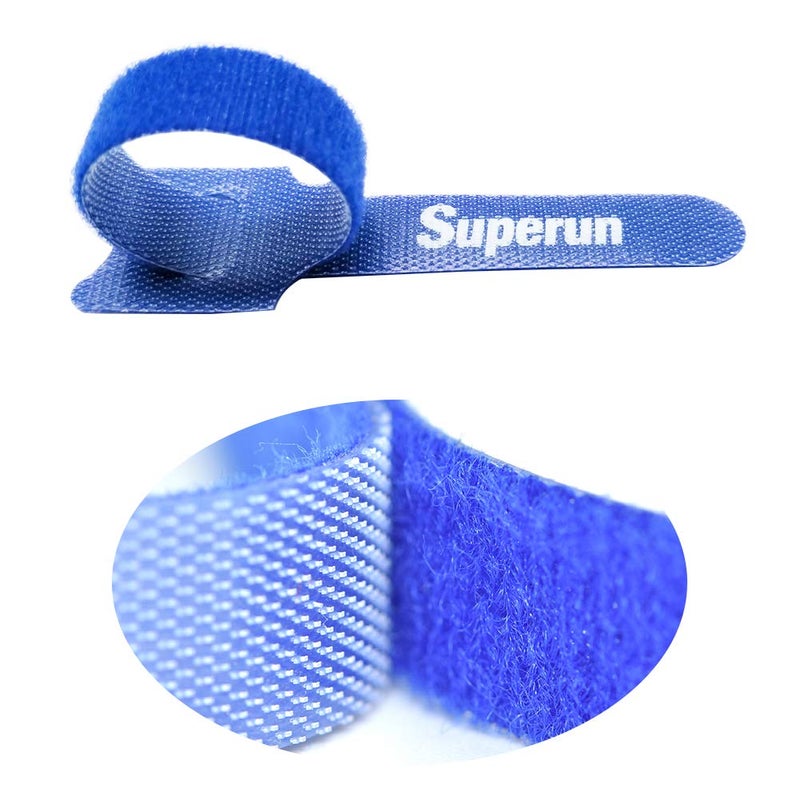 Superun 50 Pcs Multi-Color 10 Inch Fastening Cable Ties Reusable Cord Organizer, Adjustable Hook and Loop Wire Wrap Cable Management - Image 3